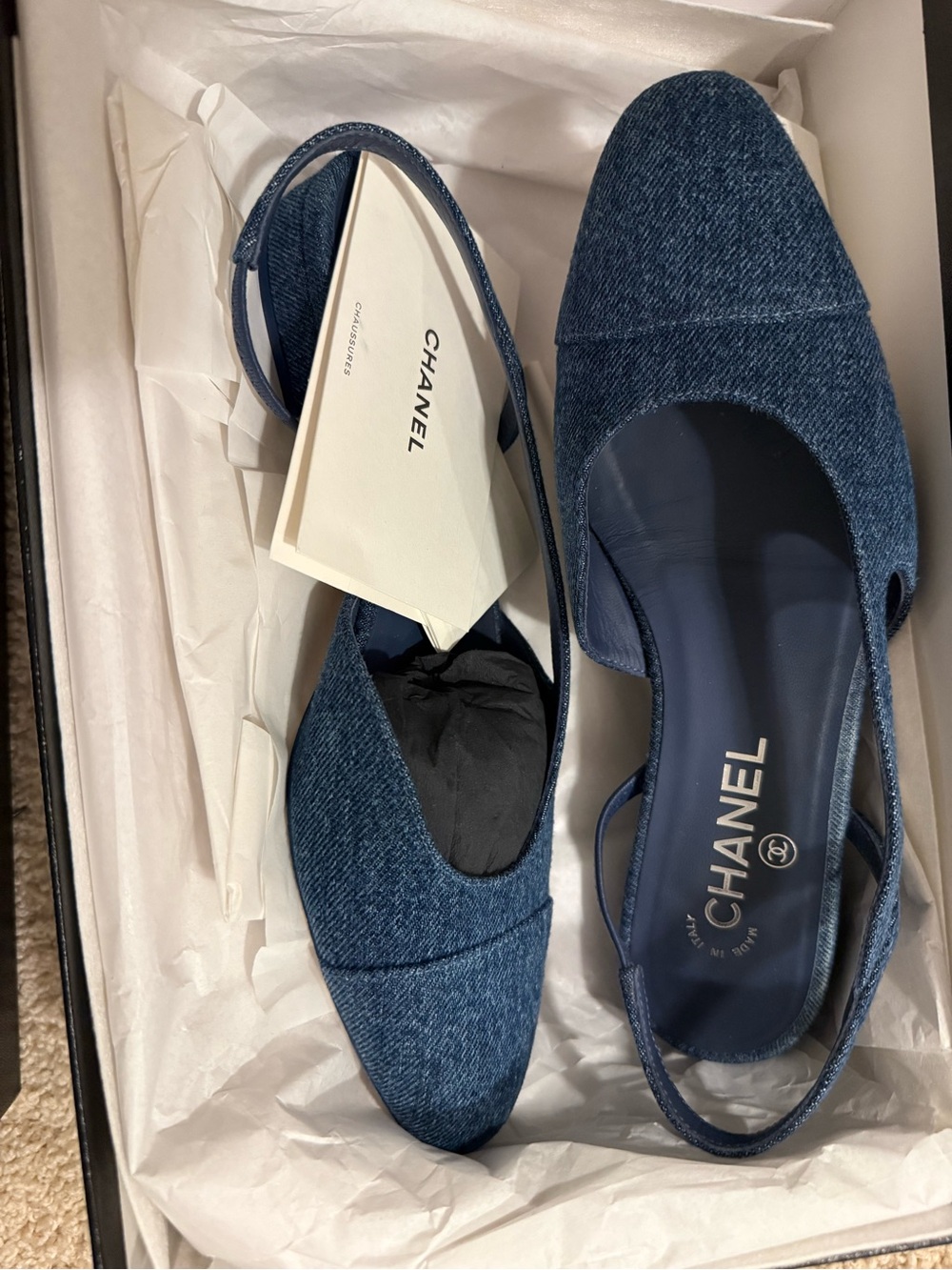 💙💙 CHANEL Denim Cap Toe CC Slingback Flats 2026 💙💙 - Picture 2 of 13